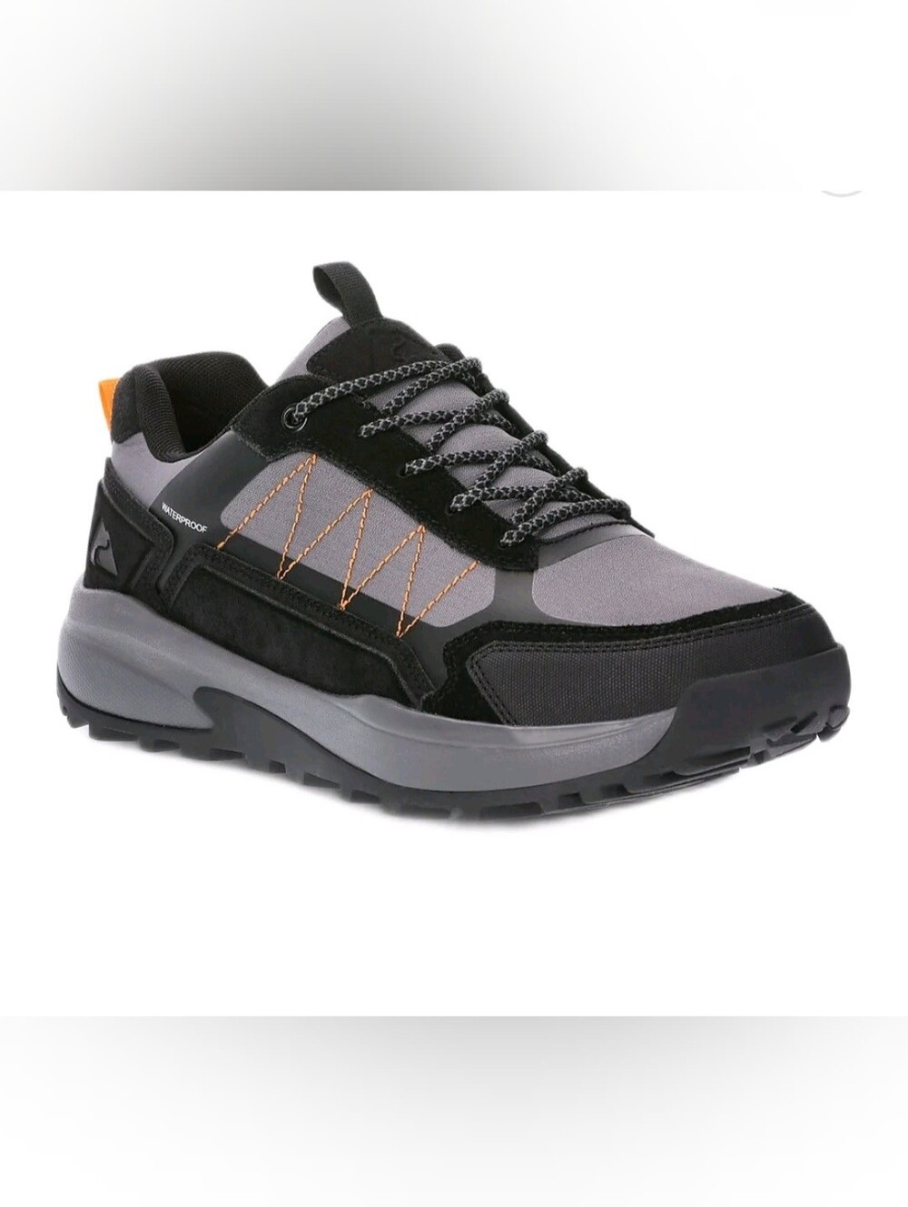 Ozark Trail Grey and Black Men's Trail Shoe with Orange Accents
